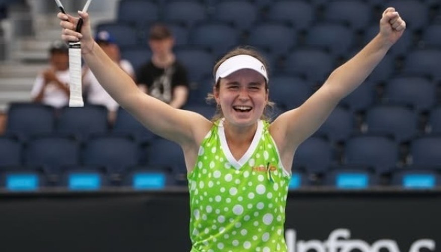 Вероніка Подрез під час матчу турніру WTA 250 у Празі